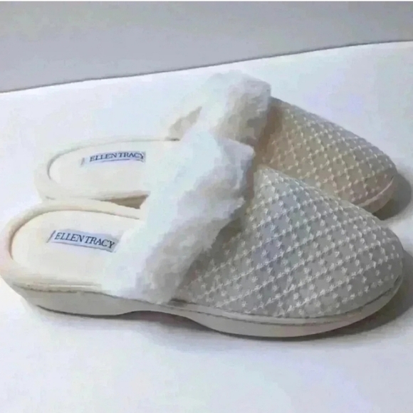 Ellen Tracy Cream Textured Slippers - Picture 2 of 9